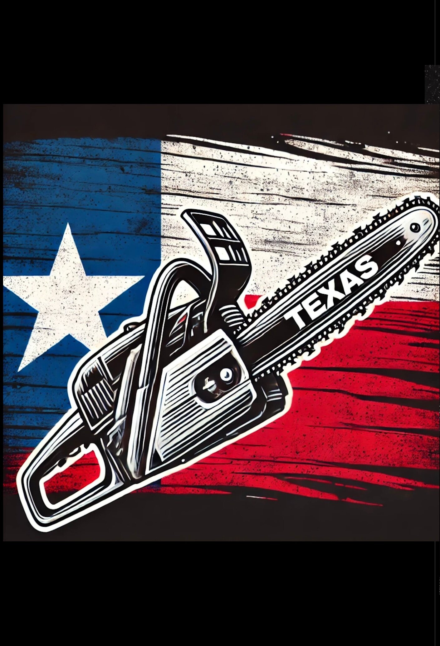 Texas flag and chain saw poster